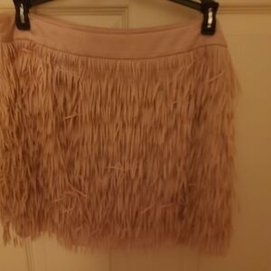 Express Blush Fringe Mini Skirt